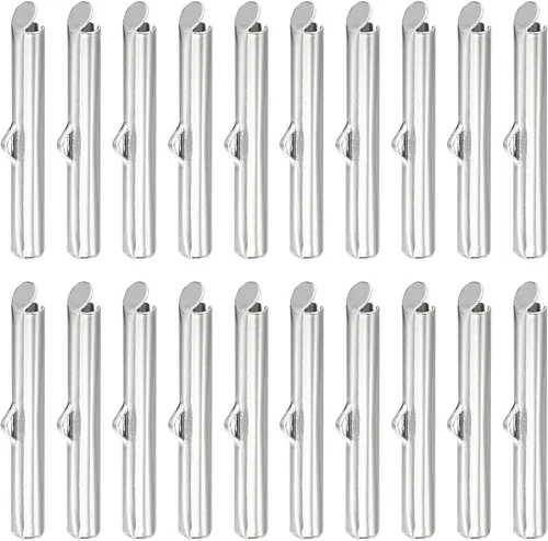 Miniatura 10 de uxcell 150 cierres deslizantes en los extremos, extremos deslizantes de bolas de tubo de 0.98 pulgadas para múltiples hebras de manualidades