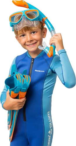 Miniatura 5 de Cressi Junior Snorkel Kit for Kids Ages 3 to 8 - Mask + Dry Snorkel + Adjustable Fins + Net Bag – Rocks Kids Set