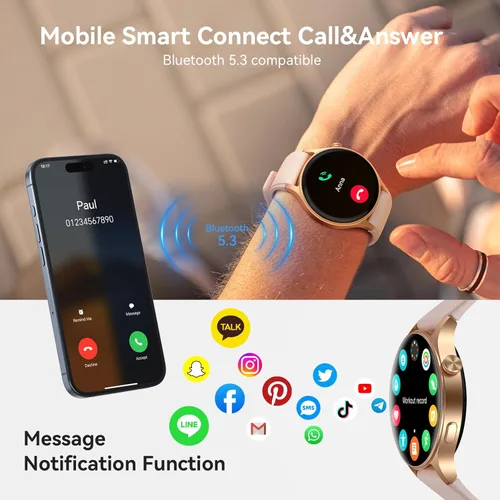 Miniatura 2 de Reloj inteligente para mujer, responder/hacer llamadas, pantalla ultra clara AMOLED de 1.32 pulgadas con monitor de frecuencia cardíaca, sueño/SpO2