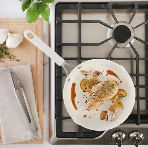 Miniatura 7 de Martha Stewart Heathland - Utensilios de cocina de aluminio de 9.5 pulgadas, no tóxico, sartén antiadherente de cerámica de alta calidad, sartén