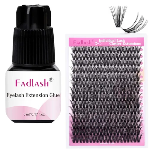 FADLASH Pegamento para extensiones de pestañas, extra fuerte, 0.17 onzas líquidas, tiempo de secado, 8 semanas de retención y racimos de pestañas,