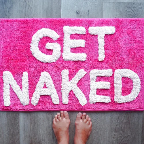 Miniatura 9 de Evovee Alfombra de baño con texto en inglés «Get Naked», divertida y bonita, tapete de baño con texto «Get Nake», divertido y bonito