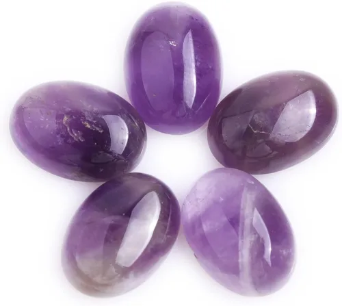 GEM-Inside - Cuentas ovaladas sueltas de amatista, cabujón, cuentas naturales para joyería y anillos, colgantes, 0.236 x 0.315 pulgadas, 5 unidades
