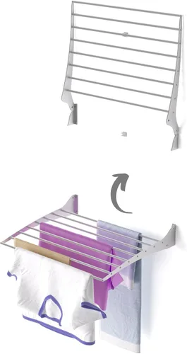 Miniatura 24 de foxydry Tendedero plegable para colgar en la pared, vertical plegable para interiores y exteriores, en acero aluminio (31.5 in)