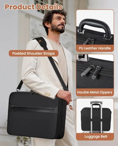 Miniatura 6 de Jetviivid Maletín para laptop para hombres de 15.6 a 16 pulgadas, bolsa ligera de fijación, bolsa de trabajo de negocios, funda de transporte