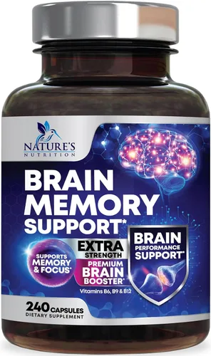 Miniatura 10 de Píldoras de suplemento de memoria cerebral, nootrópicos de fuerza 3X para concentración, claridad y apoyo de enfoque, salud cerebral, vitaminas