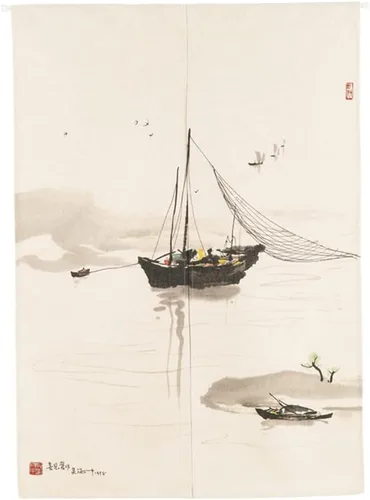 Miniatura 9 de Cortina japonesa Noren para puerta, impresión de caballo de tinta china, tapiz para entrada, decoración del hogar, 33.5 x 35.5 pulgadas