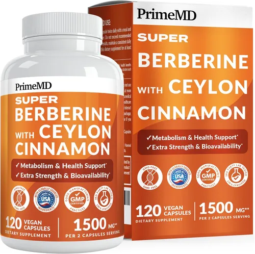 Miniatura 13 de Suplemento de berberina 21 en 1 con canela de Ceilán con cromo, melón amargo y extracto de té verde y extracto de pimienta negra 5X para apoyo