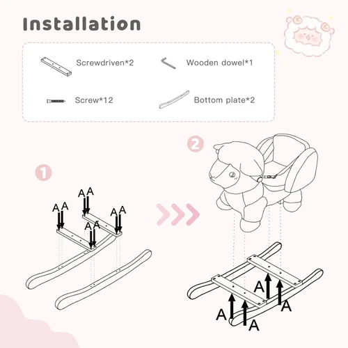 Miniatura 9 de labebe - Caballo mecedor de oveja bebé, animales mecedores de peluche para niños, balancín Ovis Aries con cinturón de seguridad para bebés de 6