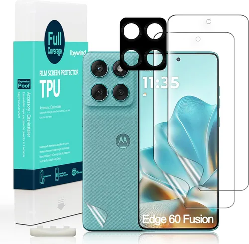 Miniatura 9 de Ibywind Protector de pantalla para Motorola Edge 60 5G, paquete de 2, película de hidrogel con protector de lente de cámara, herramienta de fácil