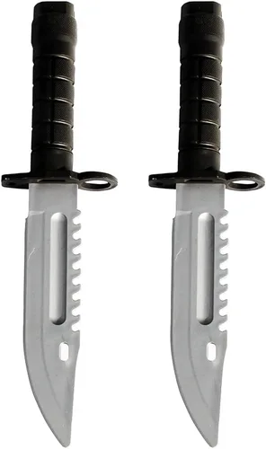 zonzxcv 2 cuchillos falsos de daga de plástico de juguete, no afilado, la seguridad no daña la longitud de 9 pulgadas (con anillo)