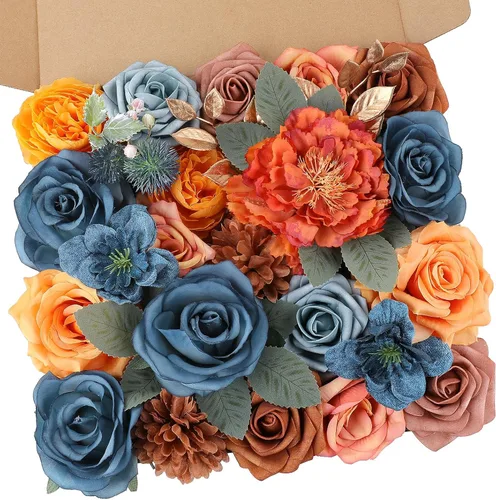 Miniatura 22 de AmyHomie - Juego de flores artificiales blancas, mezcla de seda, peonía, rosa, hortensia, margarita, con tallo, para bricolaje, centros de mesa