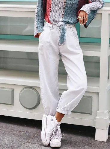 Miniatura 5 de EVALESS Pantalones de mezclilla holgados de cintura alta para mujer, casuales, holgados, recortados, pantalones de mezclilla Y2K