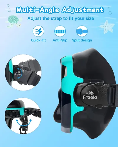 Miniatura 6 de Freela Gafas de natación para niños con cubierta de nariz para 6 a 16 años, paquete de 2 máscaras de natación de visión amplia, antiniebla, sin