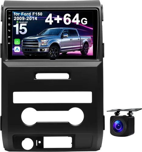 Radio de coche 4G+64G para Ford F150 2009-2014: actualización Android 15 9 "pantalla táctil estéreo unidad principal inalámbrica CarPlay Android