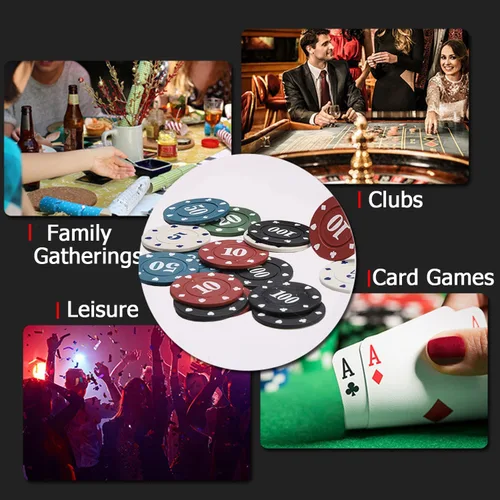 Miniatura 5 de VOVCIG Juego de fichas de póquer de 100 piezas, 5 colores para el hogar, juegos de póquer, noches, fiestas, clubes o juegos de póquer nocturnos