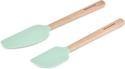 Miniatura 5 de KitchenAid Juego de espátulas de bambú, 2 piezas, Aqua Sky aguamarina (Aqua Sky)