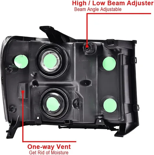 Miniatura 7 de PIT66 Conjunto de faros compatible con GMC Sierra 1500 2500HD 3500HD 2007-2013 Faros de halogéno para lado del conductor y del pasajero Lente