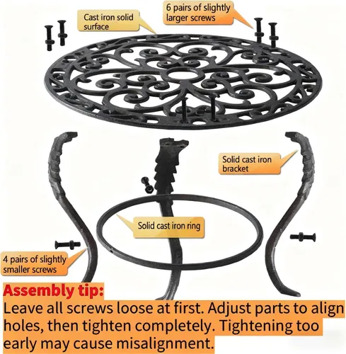 Miniatura 4 de Notakia Soporte para plantas para interiores y exteriores, mesa de hierro fundido resistente para patio y jardín, estante alto de metal decorativo