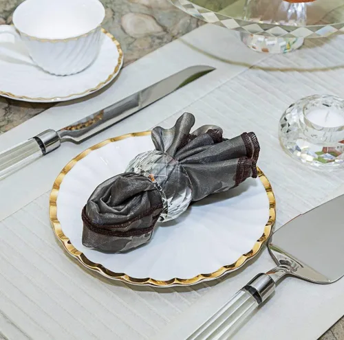 Miniatura 4 de Juego de 12 servilleteros de cristal, juego de 12 pulgadas, decoración de Navidad para mesa y fiesta de boda