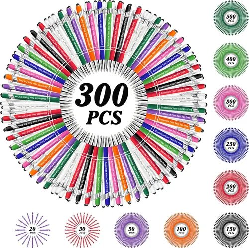 Miniatura 49 de Máx. 500 bolígrafos personalizados a granel, bolígrafos personalizados con grabado gratis, punta de lápiz óptico personalizado con tu nombre, texto