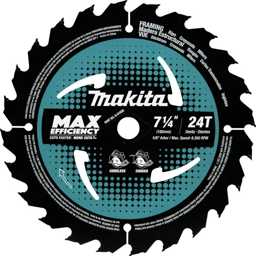 Miniatura 3 de Makita B-61656 7-1/4" 24T - Hoja de sierra circular de máxima eficiencia con punta de carburo, encuadre