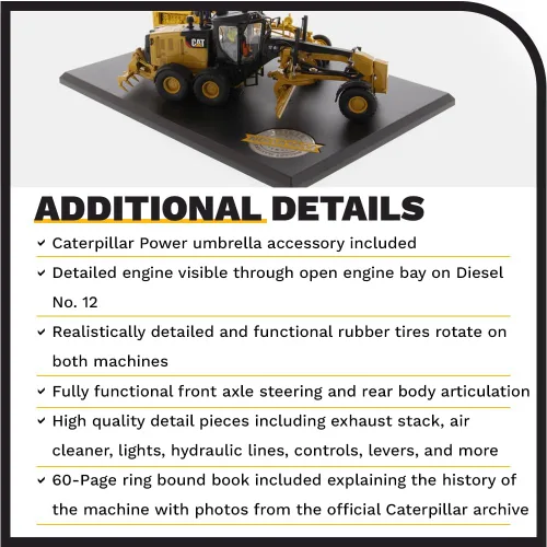 Miniatura 5 de Diecast Masters 1:50 Caterpillar Diesel No. 12 y 12M3 Motoniveladora, Evolution Series Cat Truck Camión para gatos modelo a escala coleccionable