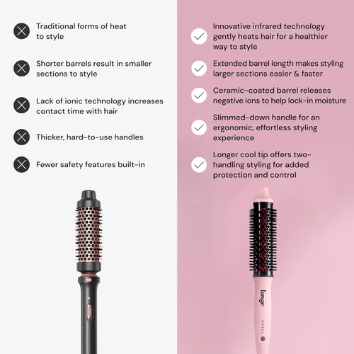 Miniatura 3 de L'ANGE HAIR GlamWave Cepillo Térmico Iónico Infrarrojo Cepillo Térmico Redondo Calentado de 38mm para Volumen y Rulos Reduce el Encrespamiento