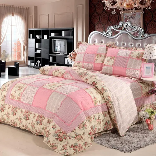 Miniatura 12 de vctops Juego de colcha acolchada de algodón con retazos bohemios, tamaño Twin, 2 piezas, suave, reversible, ligero, juego de cubrecama con estampado