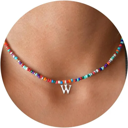 Miniatura 26 de Yoosteel Regalos de San Valentín para niños, adolescentes y niñas, collares con iniciales de cuentas coloridas para mujeres y niños, joyería