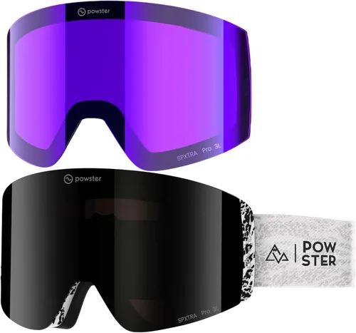 Miniatura 28 de Powster - Gafas de esquí OTG, gafas de snowboard magnéticas, lente intercambiable sin marco, protección UV, antiniebla, para patinaje móvil