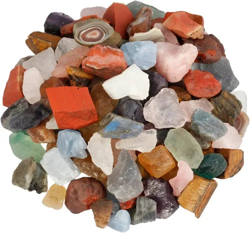 SUNYIK Piedras naturales crudas, cristales de roca rugosa para pulir y lijar, piedras surtidas, 1 libra (alrededor de 460 gramos)