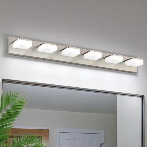 Miniatura 11 de Luces de Tocador de Níquel Cepillado para Baño - Lámpara de Tocador de 3 Luces - Apliques de Pared LED Regulables - Luz Diurna 5500K - Elegantes