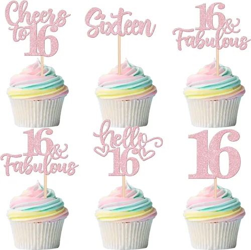 Miniatura 19 de 30 piezas de adornos para cupcakes de 12 cumpleaños feliz, brillantes doce, hola 12, felicitaciones a 12 años, adornos para cupcakes, 12