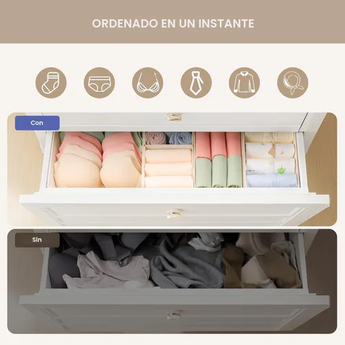Miniatura 3 de Criusia Organizador de Cajones para Ropa, Paquete de 10 Organizadores de Cómoda para Ropa de Bebé, Ropa Interior, Calcetines - Contenedores Beige