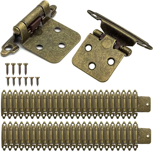 Miniatura 18 de 12 bisagras negras para puerta de gabinete, bisagras de cierre automático de cocina superpuestas de 1/2 pulgada (6 pares)