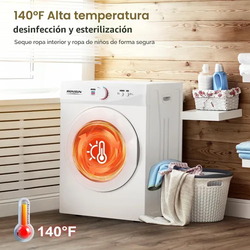 Miniatura 3 de ROVSUN Secadora de ropa portátil de 1.8 pies cúbicos, máquina secadora de carga frontal, secadora de ropa compacta con tambor de acero inoxidable