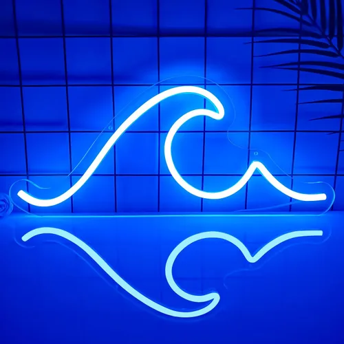 Letrero de neón ondulado para decoración de pared, regulable, luces de noche, letrero de ondas LED, letrero de neón para sala de estar, dormitorio,