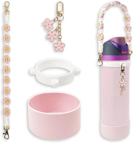 Miniatura 11 de Juego de fundas de silicona para botella de agua Owala de 24 oz, 32 oz, 40 oz - Incluye funda antideslizante y correa con asa para botella de agua