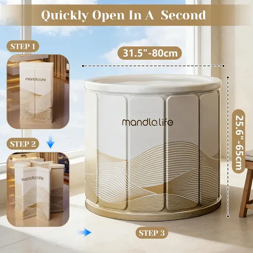 Miniatura 2 de Bañera portátil para adultos, bañera plegable independiente para ducha, bañera de hielo caliente con material grueso multicapa para mantener