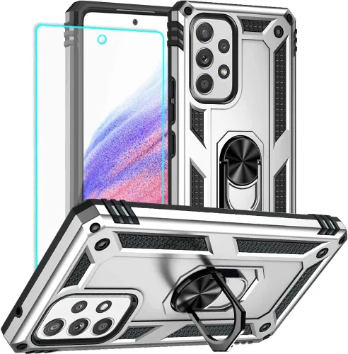 Miniatura 23 de Yiakeng Funda para Samsung A52, Galaxy A52 con protector de pantalla HD, fundas protectoras de grado militar con anillo para Samsung Galaxy A52 5G