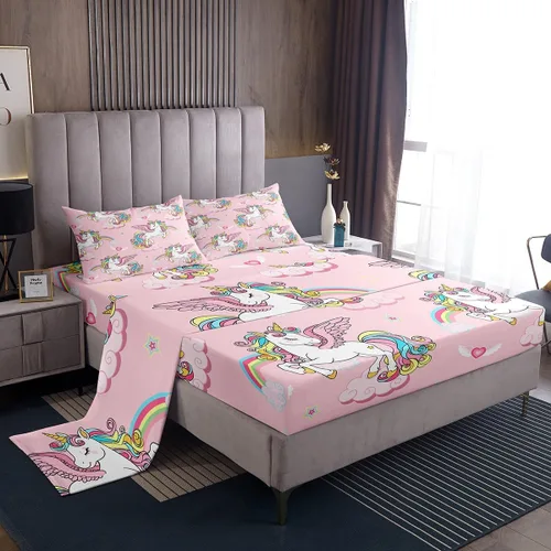 Miniatura 12 de Feelyou Husky - Juego de sábanas con diseño de flor de cerezo rosa, ropa de cama para perro, 1 sábana encimera y 1 sábana bajera ajustable con 1