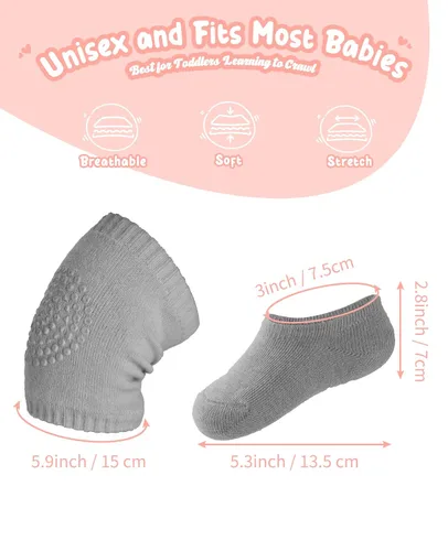 Miniatura 13 de BOSONER Calcetines antideslizantes para bebés, niños y niñas, el mejor regalo para bebés, rodilleras unisex para bebés y niños pequeños