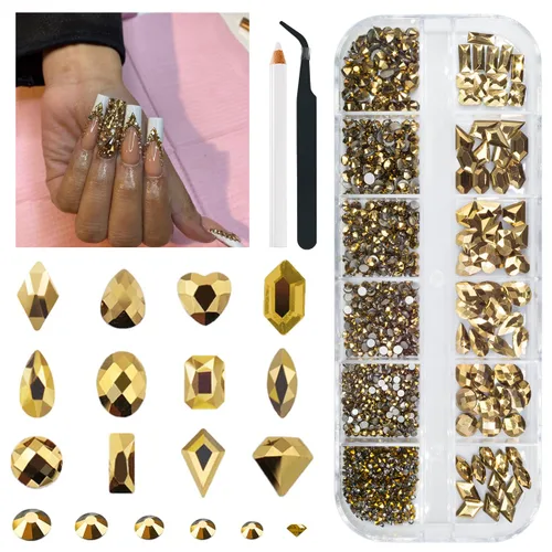 Miniatura 8 de Qiipii 2052 piezas de diamantes de imitación amatista púrpura para uñas, diamantes de imitación de vidrio de color lila claro para uñas, 72 formas