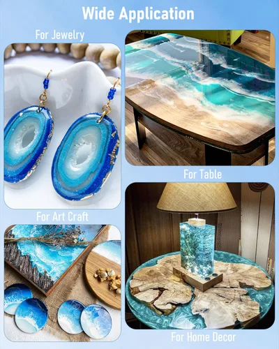 Miniatura 5 de Kit de resina epoxi Smallbudi de 1 galón con 24 colores de polvo de mica, lámina de oro, tazas y palo, resina transparente para principiantes