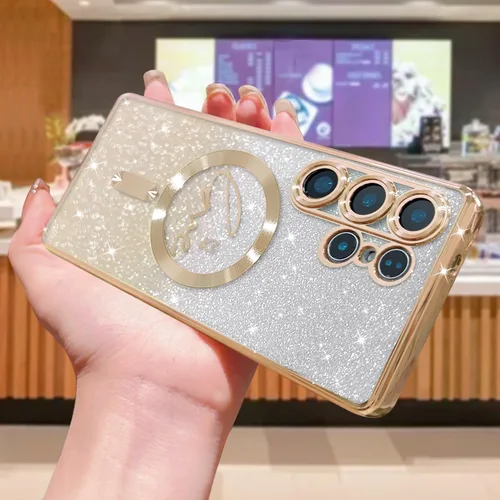 Miniatura 258 de ZONRW - Funda para Samsung Galaxy S22 Ultra magnética, para mujeres y niñas, cubierta trasera suave, lujosa, con corazón de amor, bling, degradado