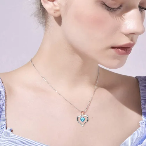 Miniatura 2 de Distance S925 Sterling Silver Rose Flower Necklace, Rose Bracelet, Two-Tone Cross Pendant Necklaces for Women Girls Gift for Valentine Birthday