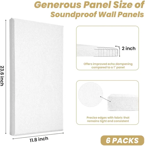 Miniatura 2 de 6 paneles acústicos, grandes paneles de pared insonorizados, paneles profesionales de fibra de vidrio que absorben el sonido, paneles de espuma a