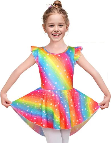 Miniatura 44 de LUOUSE Elegante leotardo de ballet para niñas con falda, mangas con volantes y volantes, perfecto para baile y gimnasia