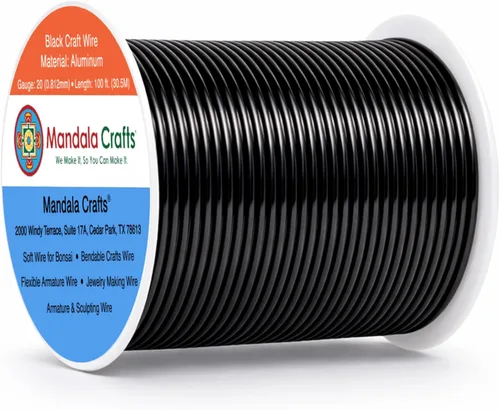 Miniatura 239 de Mandala Crafts - Alambre de aluminio anodizado de 8 calibre para hacer joyas - 9.75 m de alambre flexible negro colorido - Flexible para bonsái